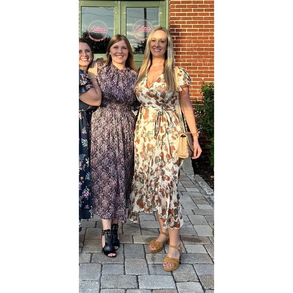 TANYA TAYLOR Multicolor Floral V-Neck Ruffle Sleeve Blaire Midi Dress Size 6 - Picture 14 of 14